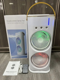 پنکه شارژی دوفن مه پاش چرخشی مدل double ended ریموت دار جنس اصلی کیفیت درجه یک
